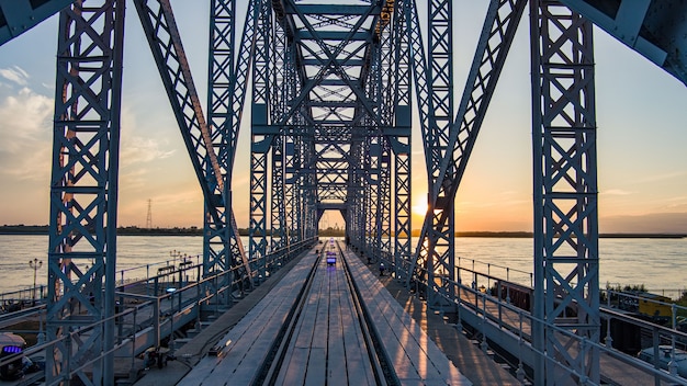 Bridge museum  span of the the historic railway bridge across the amur river project