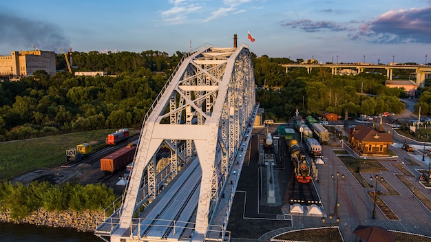 Bridge museum  span of the the historic railway bridge across the amur river project