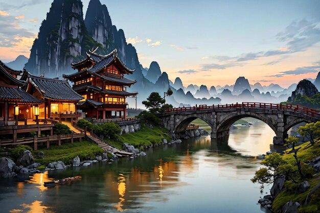 A bridge over a river in china