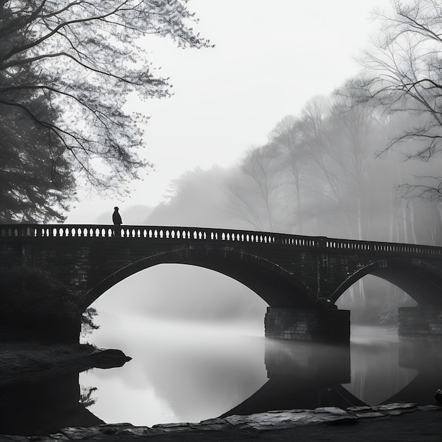 bridge river person standing moody monochrome color brandywine school young early morning wanderers