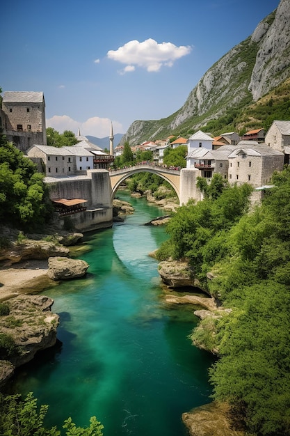 A bridge over the river that is named after the name of the city