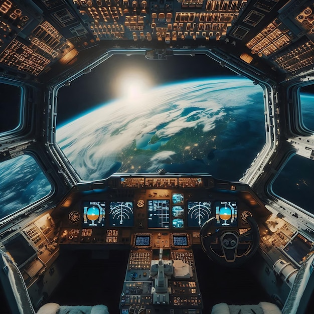 Photo bridge of a spaceship from the inside