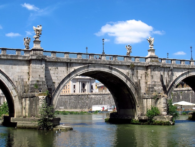 The bridge through Tiber Rome Italy