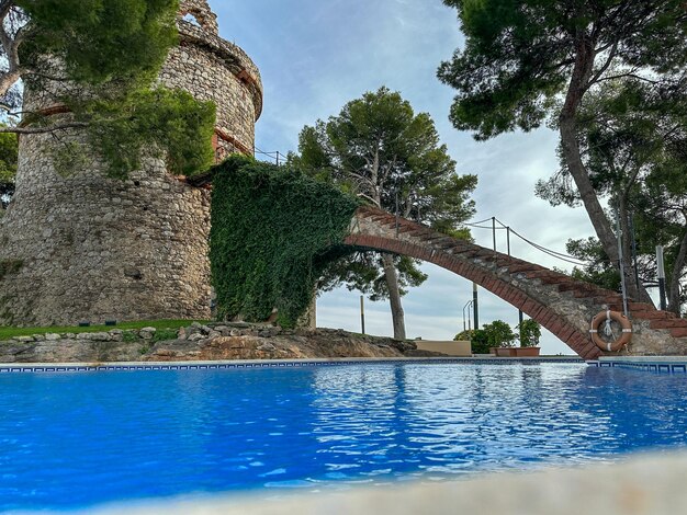 Bridge and Tower over swimming pool