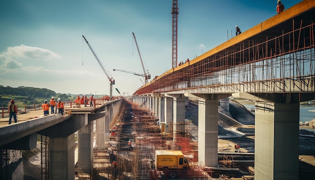 Bridge and viaduct construction works photoshoot