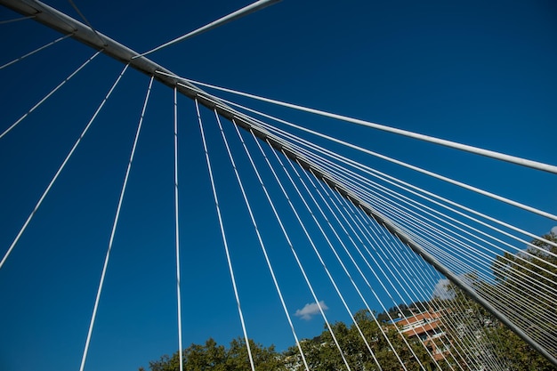 Bridge over the water canal in Bilbao Bottom view The Northern Way of St James Spain