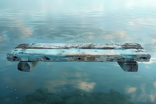 Photo a bridge in the water with a reflection of the sky and clouds