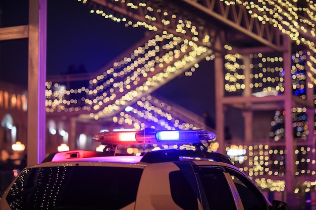 Bridge with christmas colorful lights