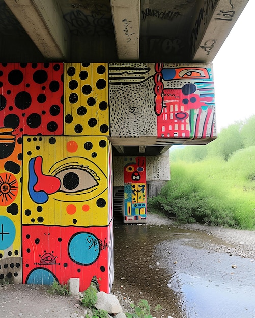 A bridge with graffiti on it