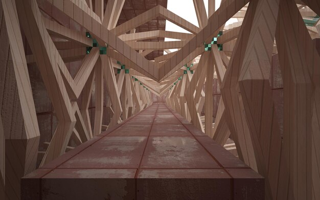 Photo a bridge with wooden beams and a green light on the bottom.