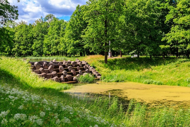 Bridgecascade Devil bridge in Catherine park in Pushkin Tsarskoye Selo Russia