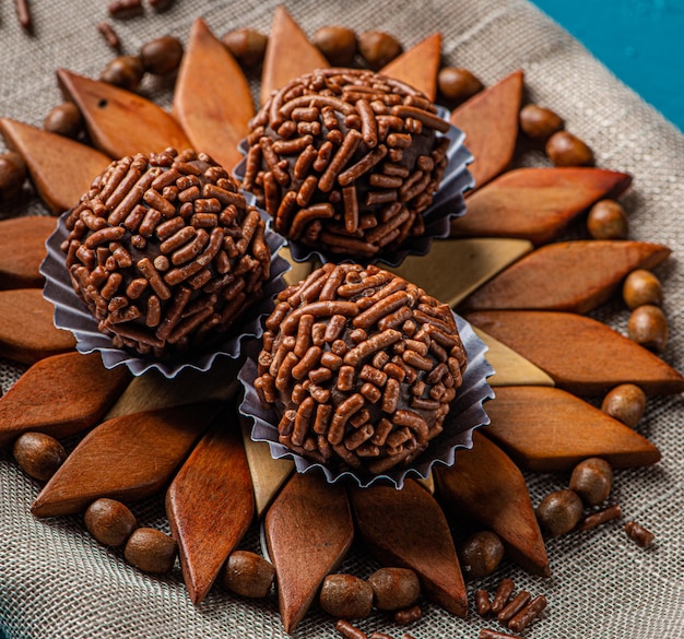 BRIGADEIRO one of the most typical sweets of Brazilian cuisine based on chocolate and condensed milk