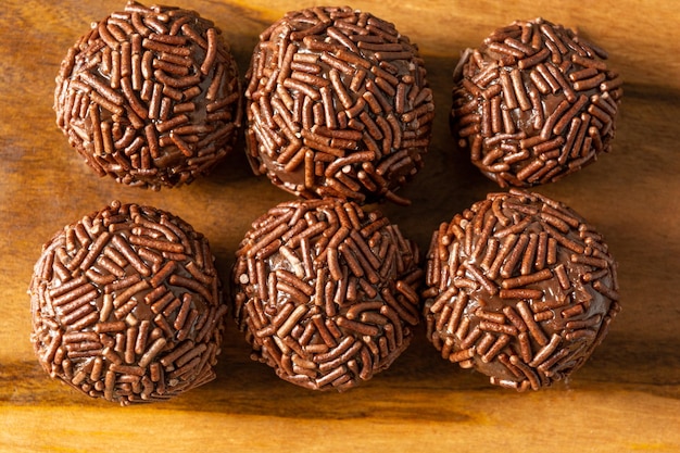 Brigadeiro traditional brazilian chocolate ball with sprinkles