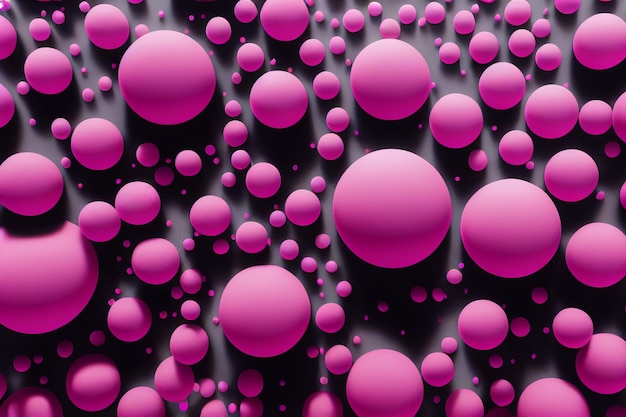 Bright abstract background of jumble of bubbles isolated on black background Colorful spheres in trendy style Geometric and dynamic wallpaper with balls or particles Banner template