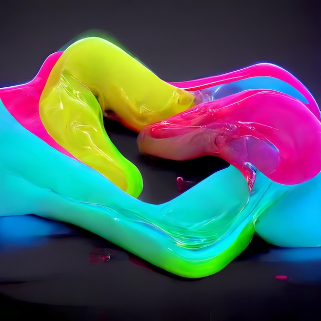 Bright abstract background with 3d fluid forms and neon colors