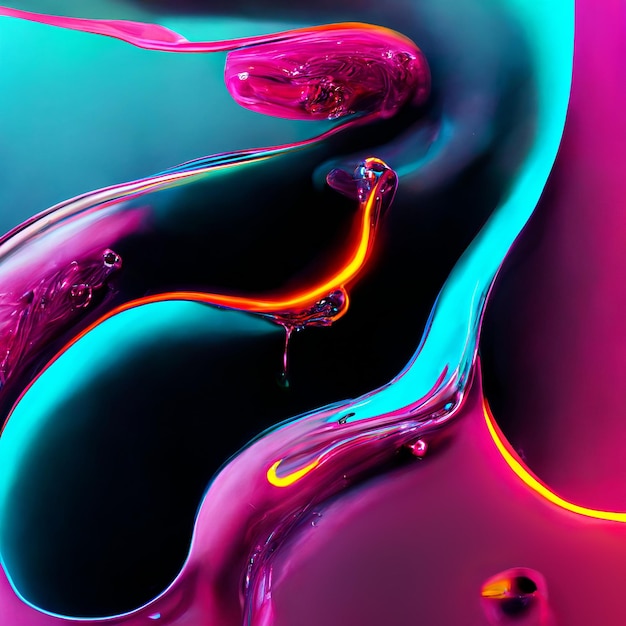 Bright abstract background with 3d fluid forms and neon colors