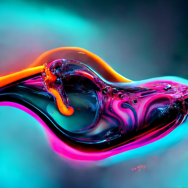 Bright abstract background with 3d fluid forms and neon colors