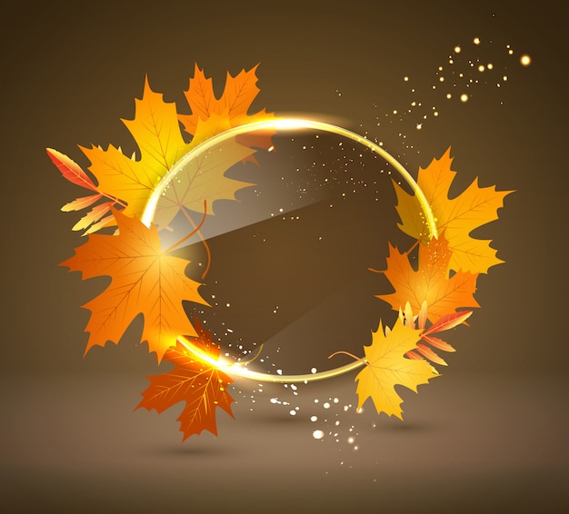 Bright abstract background with autumn leaves