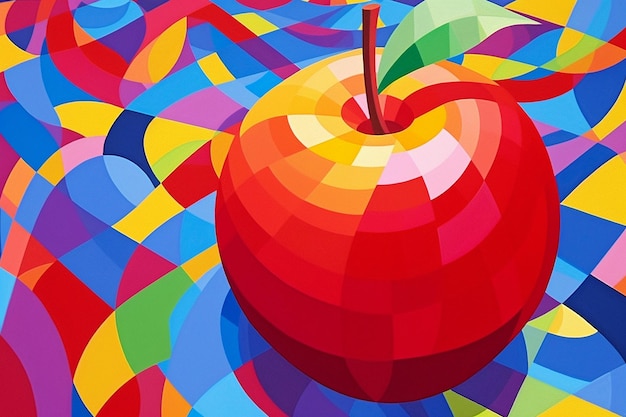 Bright Abstract Painting with Apple Design