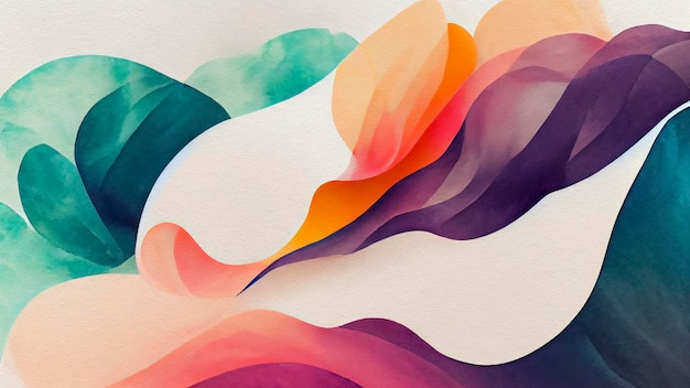 Bright abstract watercolor background Abstract wave of wet brush paint for greeting card invitation template print wallpaper web Modern colors 3D illustration