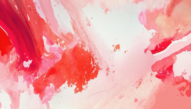 Bright abstract watercolor background. Red paint on white paper. Red and white watercolor wallpaper.