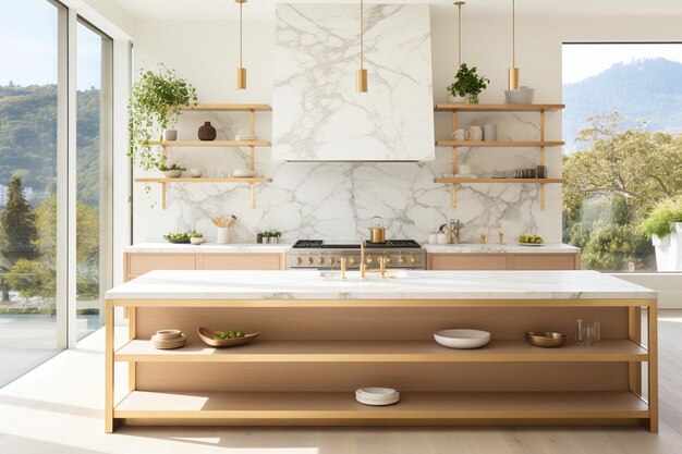 Bright and airy kitchen with white backsplash