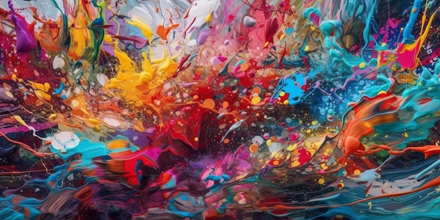 Bright artistic splashes abstract painting color texture multicolor dynamic background