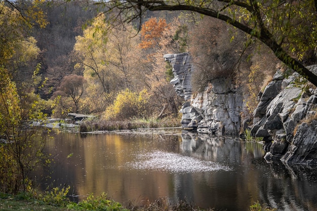 Bright autumn landscape of the majestic canyon, amazing wildlife