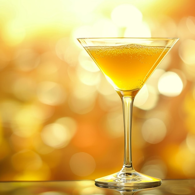 Bright Background with Selective Focus on Yellow Cocktail