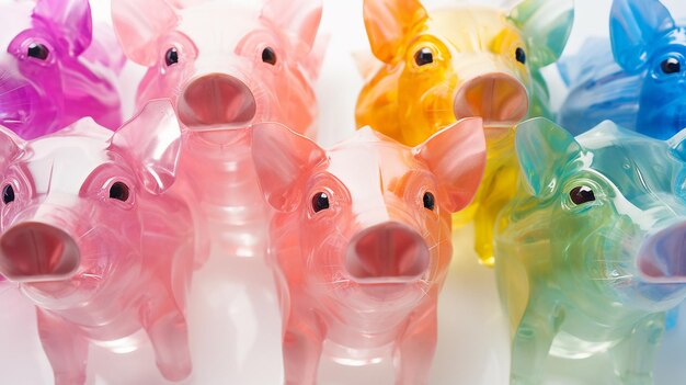 Bright and Beautiful Plastic Piglets in a Playful Display