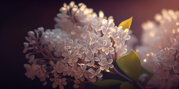 Bright blooms of spring lilacs bush Spring blue lilac flowers closeup on blurred background AI Generated