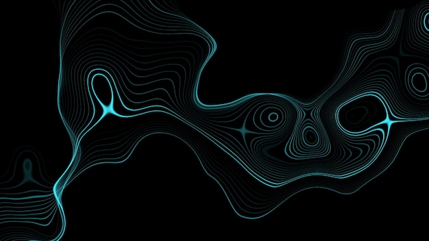 Bright blue curved liquid wavy lines abstract elegant design