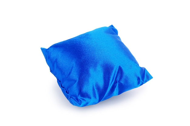 Bright blue pillow isolated on white