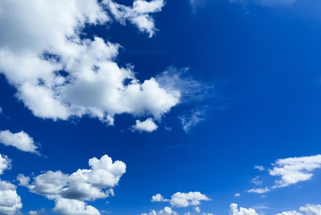 Bright blue sky background with clouds Clear blue sky background for design