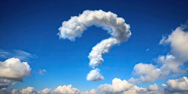 Photo a bright blue sky with a cloud shaped like a question mark