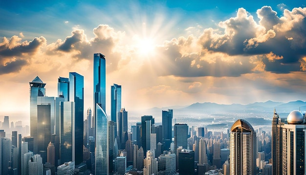 Bright blue sky with clouds background