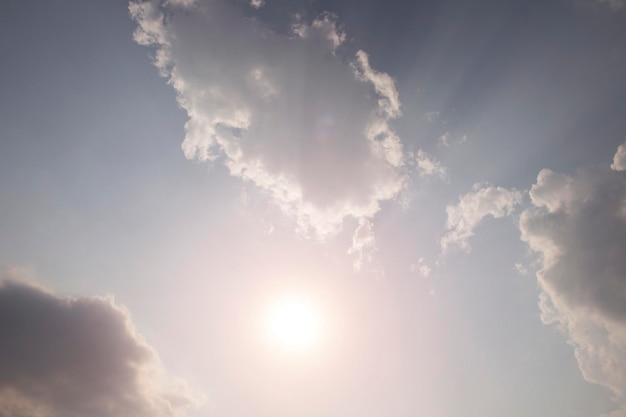 Bright blue sky with white clouds for background or wallpapers