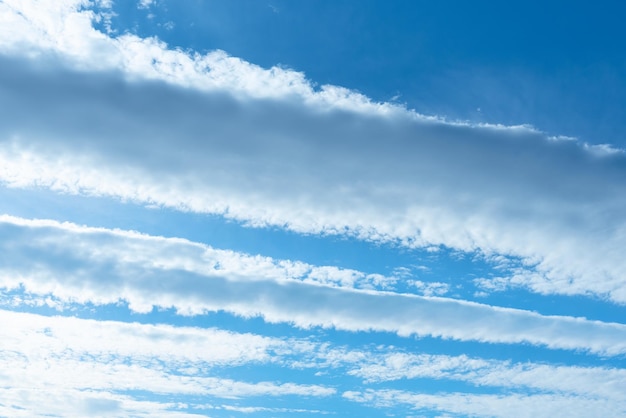 Bright blue sky with white fluffy clouds Beauty of nature Aerial natural background