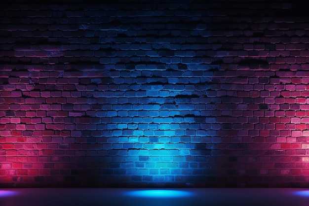 A bright brick wall with neon lights