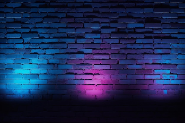 A bright brick wall with neon lights