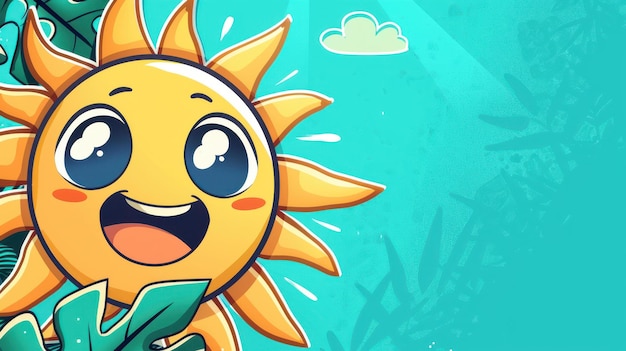 Photo bright and cheerful handdrawn sun cartoon character perfect for summer themes and sunny designs