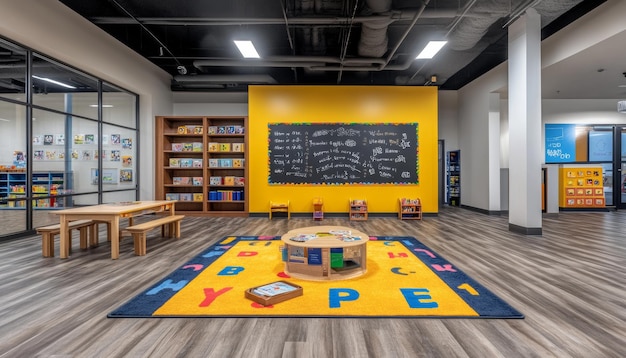 Photo bright and cheerful playroom interior design for engaging children in educational activities