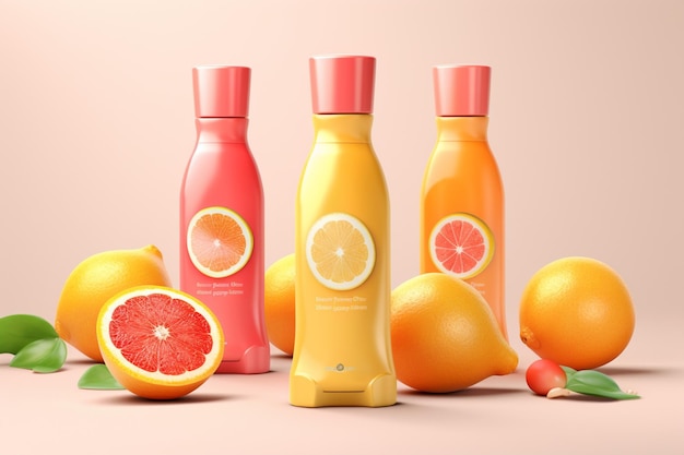 Bright Citrus Cosmetic Packaging Mockup Design