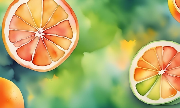 Photo bright citrus tones fresh orange yellow and lime green watercolor splashes