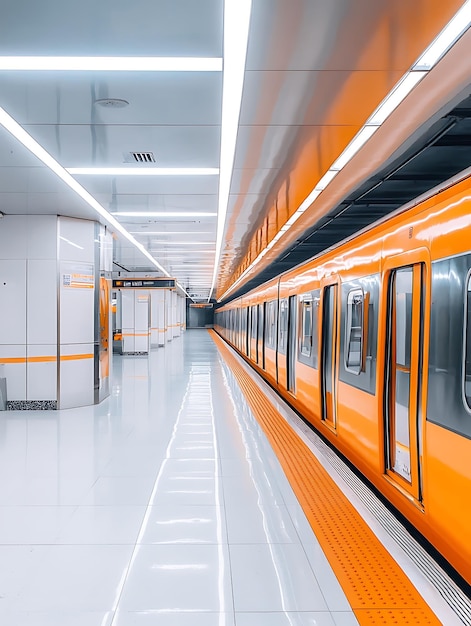 Photo bright and clean shanghai subway at modern station