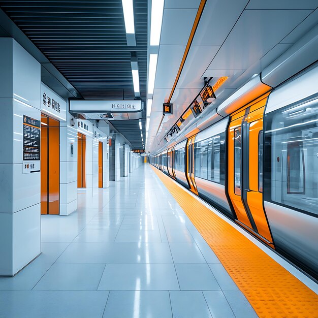 Bright and Clean Shanghai Subway at Modern Station