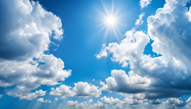 Bright and clear blue sky with clouds in sunny day