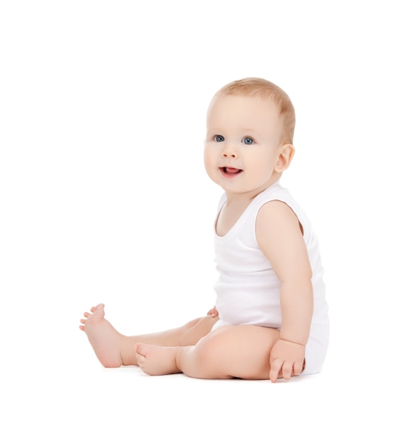 bright closeup picture of adorable smiling baby .