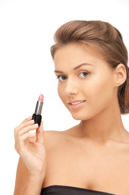 bright closeup portrait picture of beautiful woman with lipstick