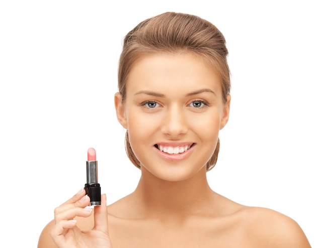 bright closeup portrait picture of beautiful woman with lipstick